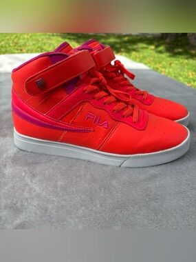 Fila Vulc Womens Shoes Size 9 Sneakers Hot Pink Neon High Top Good Condition